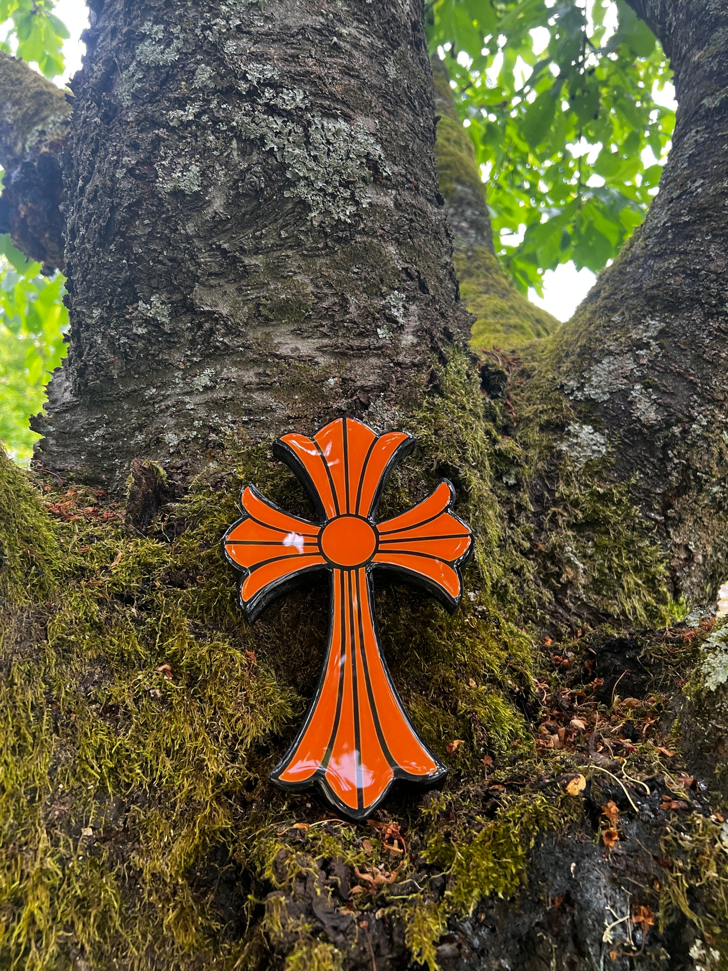 Orange & Black Cross (20cm)
